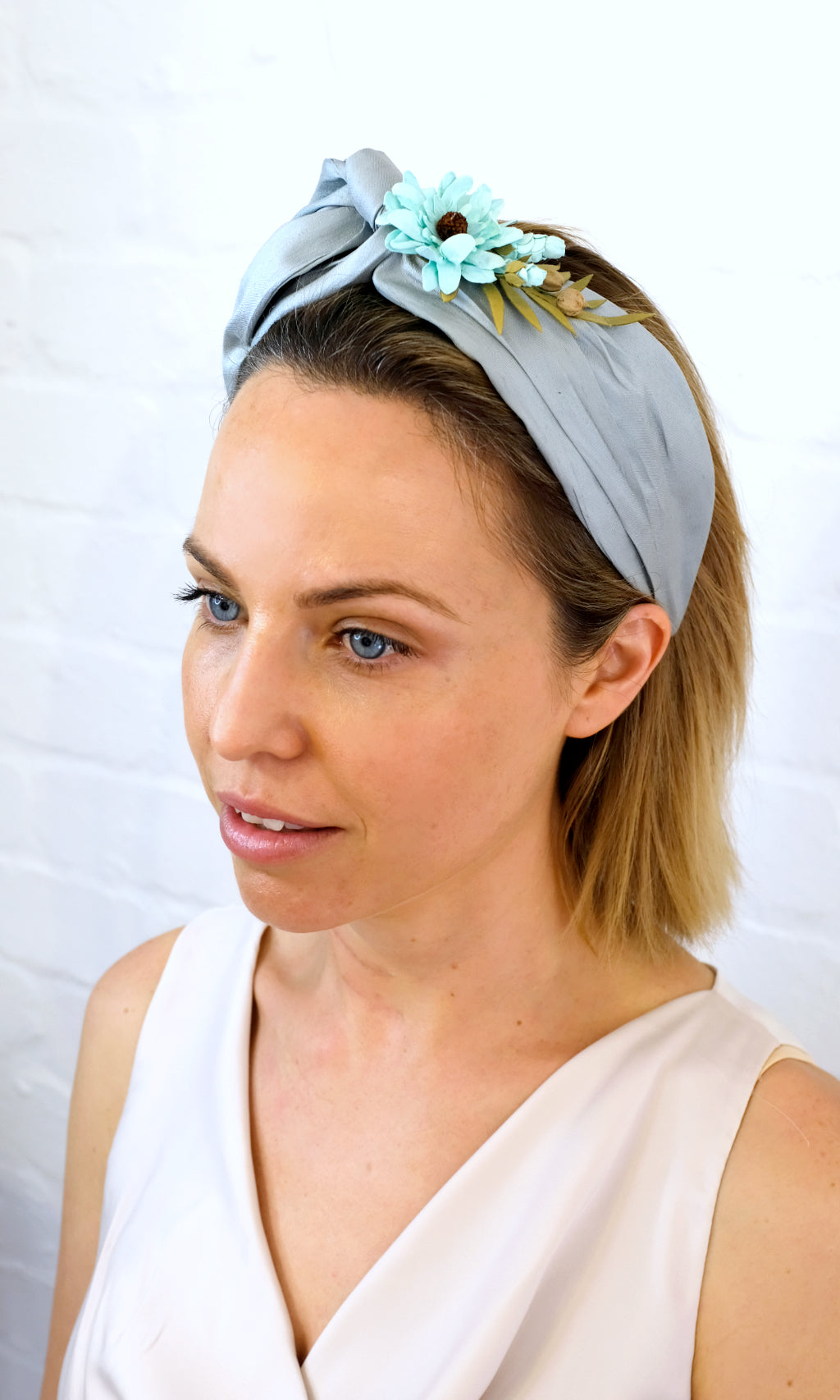 Grace Bloom Headband - Ice Blue - Made to Order