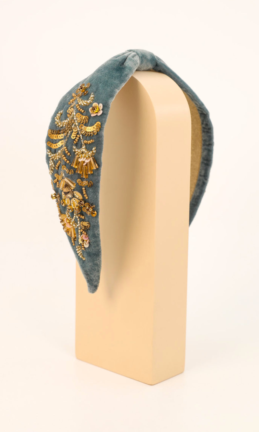 Headband - Embellished Velvet in denim