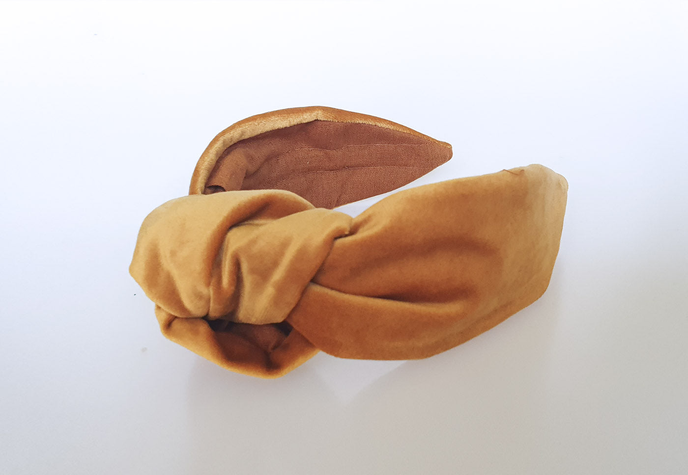 Simone Top Knot Headband - Slim - Mustard / Ochre Velvet