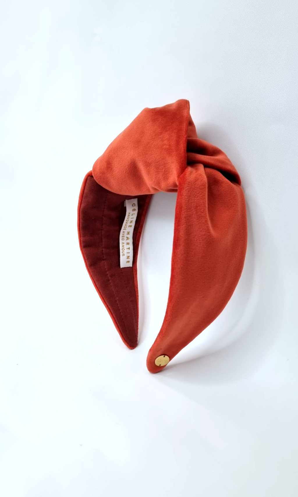 Simone Top Knot Headband -  Burnt Orange Velvet