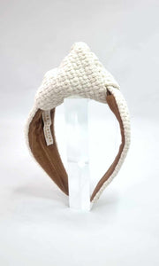 Simone Top Knot Headband - White Woven
