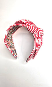 Mathilde Side Knot Headband - Red & White Stripes