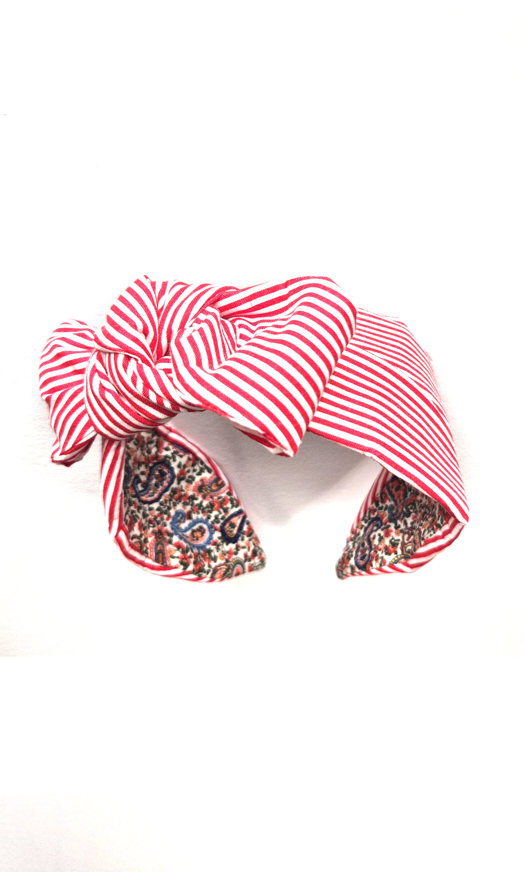 Mathilde Side Knot Headband - Red & White Stripes