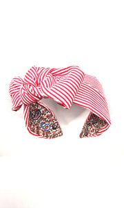 Mathilde Side Knot Headband - Red & White Stripes