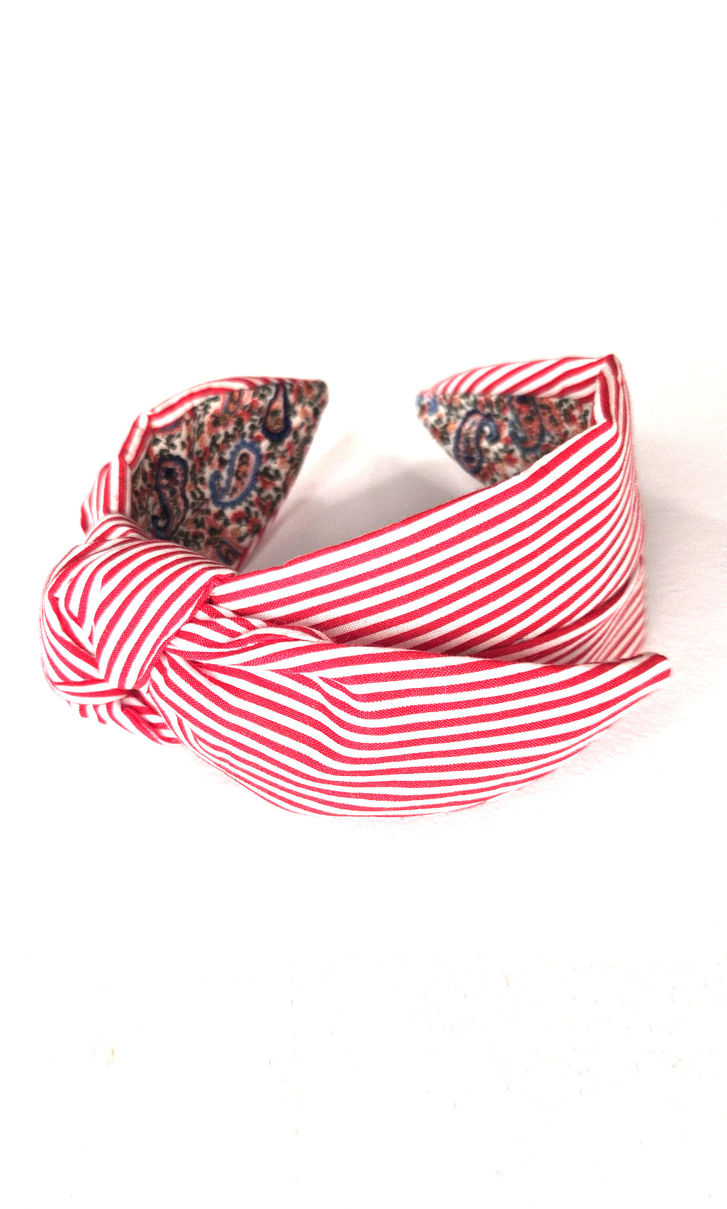 Mathilde Side Knot Headband - Red & White Stripes