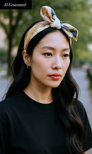 Amantine Scarf Headband - Creme Florals