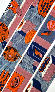 Colette (Wired) Scarf - African Wax Print  / Orange Stripes