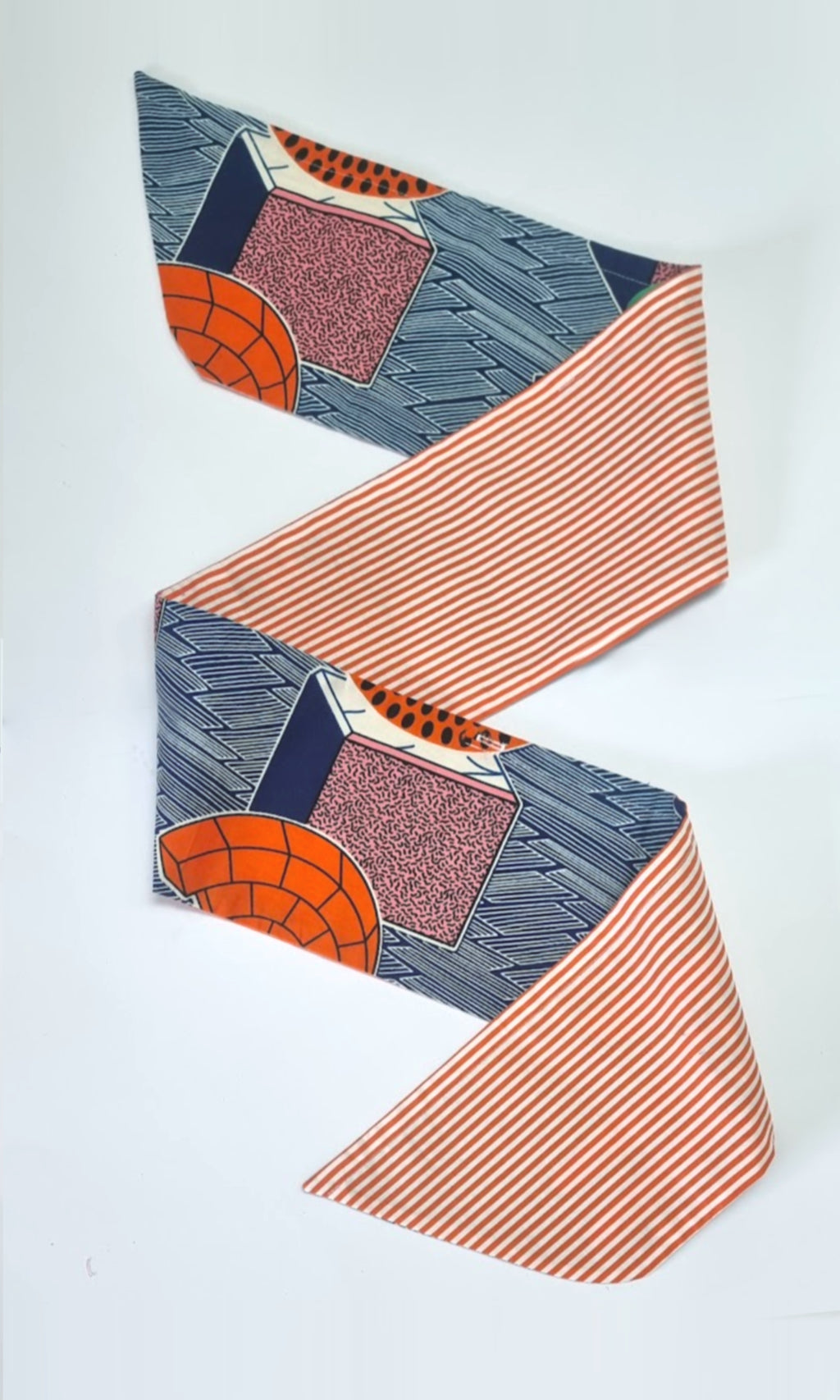 Colette (Wired) Scarf - African Wax Print  / Orange Stripes