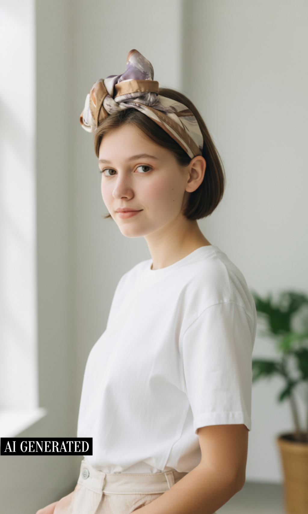 Amantine Scarf Headband - Purple Brown