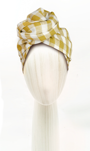 Josephine Wired Head Wrap - Chartreuse Check