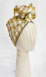 Josephine Wired Head Wrap - Chartreuse Check