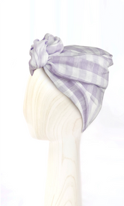 Josephine Wired Head Wrap - Lavender Check