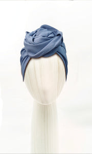 Celine Martine Josephine Wired Head Wrap, Cornflour Blue-Concealed wire for secure-pin-free fit-extra-long wrap