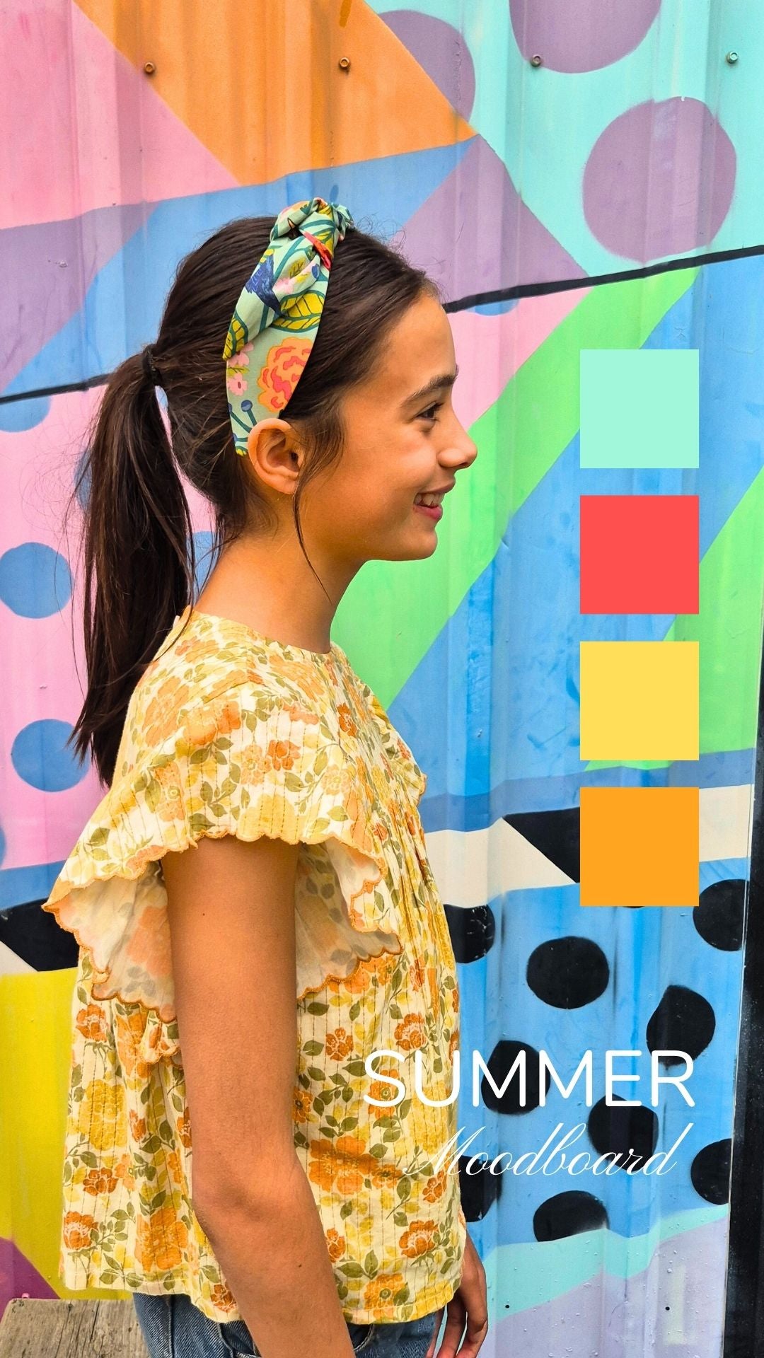 Mathilde Side Knot Headband - Slim - Blackbird -  Mint green