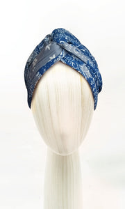 Josephine Wired Head Wrap - Batik Blue