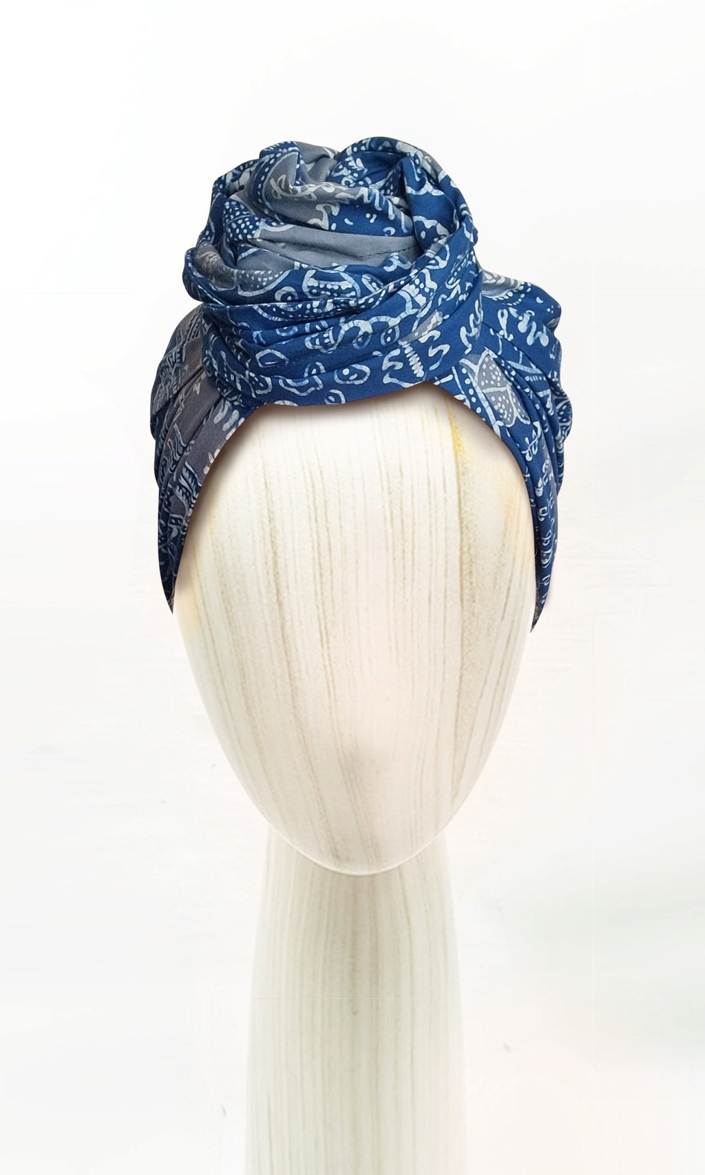 Josephine Wired Head Wrap - Batik Blue