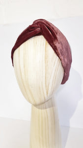 Liz -  Velvet Turban Headband  - Vintage Shiraz Red