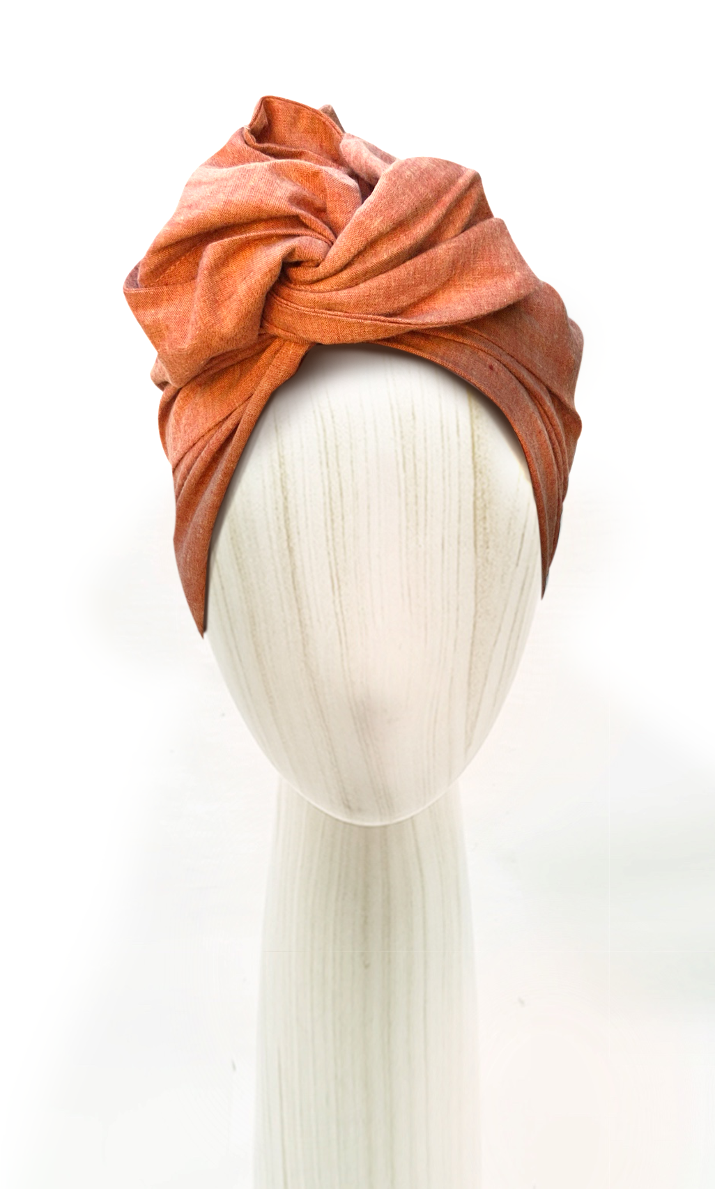 Head wrap for cancer hair loss – soft cotton turban by Celine Martine in Gingham Orange Yellow -Wired chemo head scarf for women – fashion headwear after treatment