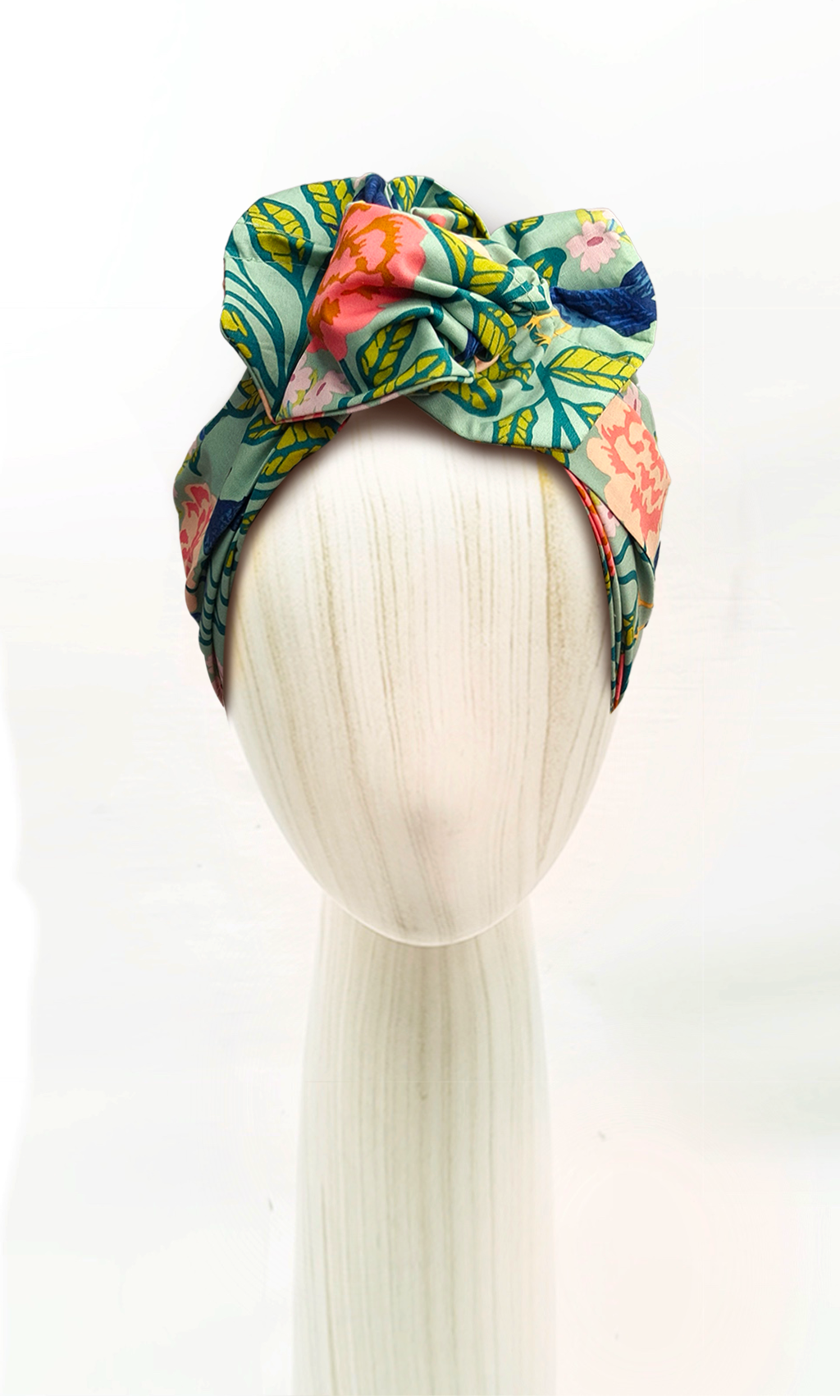 Head wrap for cancer hair loss – soft cotton turban by Celine Martine in Blackbird Aqua Mint Green -Wired chemo head scarf for women – fashion headwear after treatment