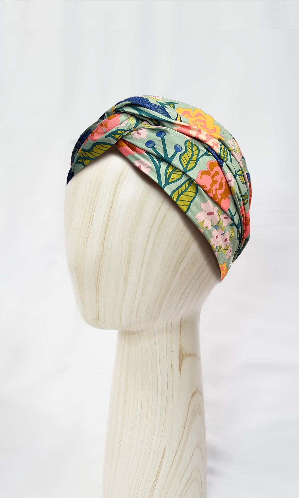 Head wrap for cancer hair loss – soft cotton turban by Celine Martine in Blackbird Aqua Mint Green -Wired chemo head scarf for women – fashion headwear after treatment