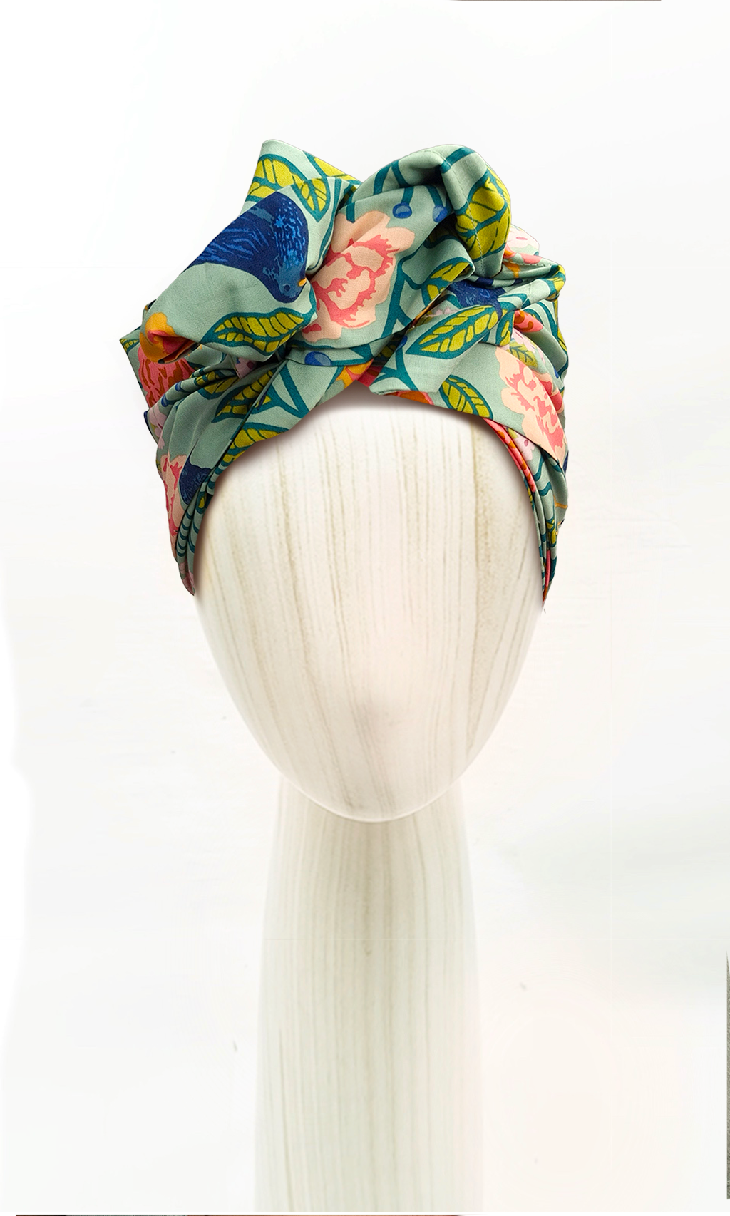 Head wrap for cancer hair loss – soft cotton turban by Celine Martine in Blackbird Aqua Mint Green -Wired chemo head scarf for women – fashion headwear after treatment