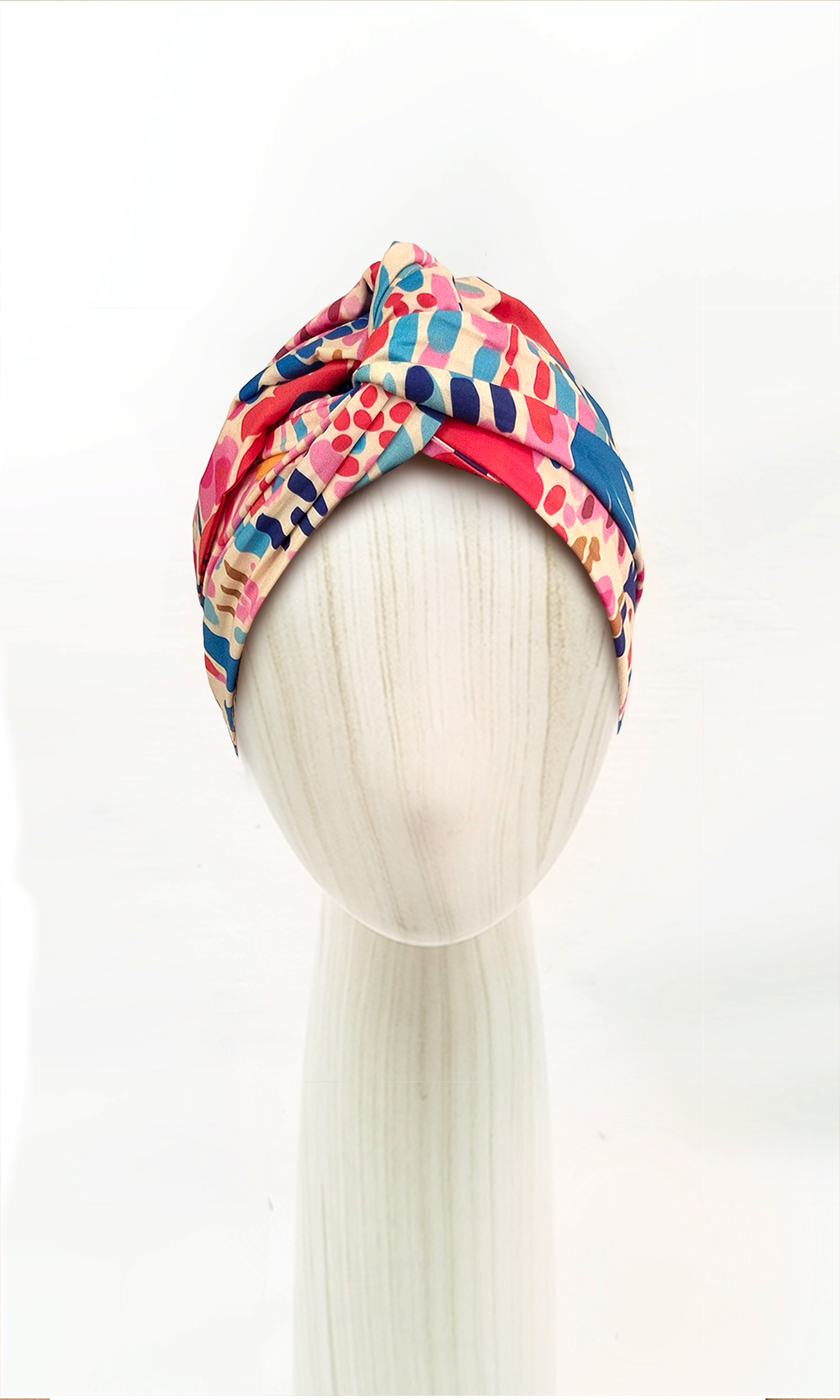 Head wrap for cancer hair loss – soft cotton turban by Celine Martine in Fleur de Force -Wired chemo head scarf for women – fashion headwear after treatment
