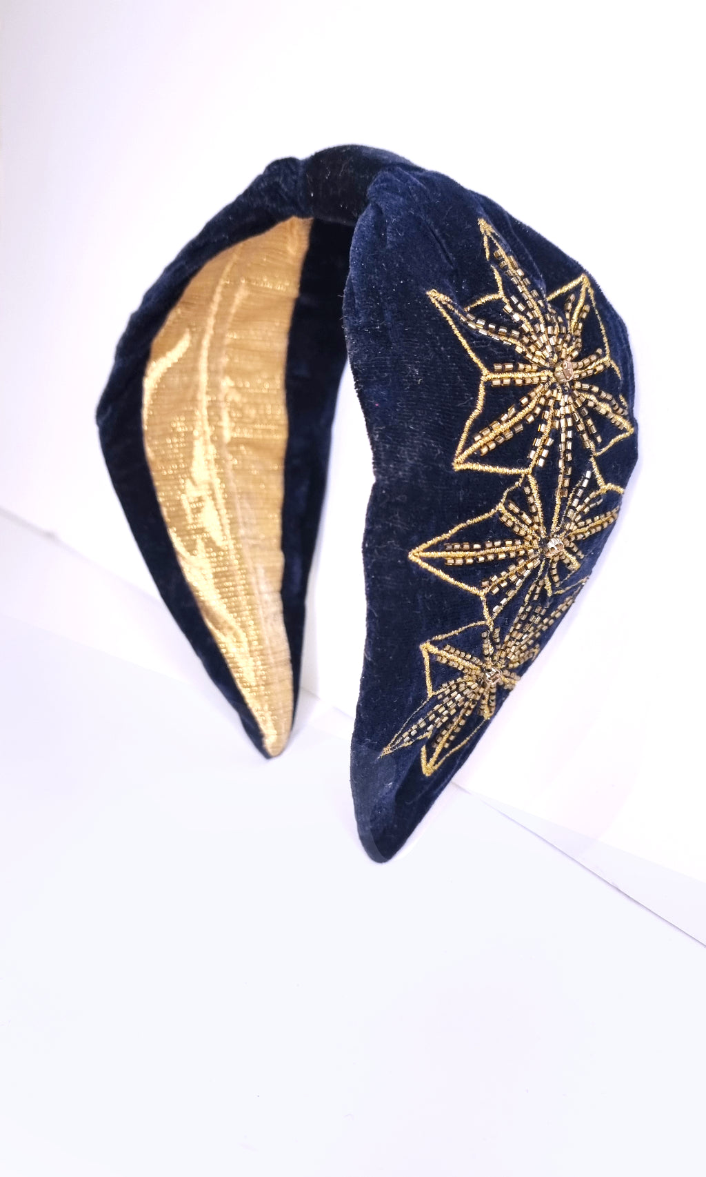 Namjosh - Embroidered Headband (Navy Velvet)