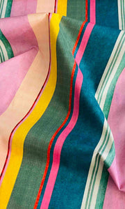 Twisted Retro print head wrap fabric close up view, suitable for fashion wear and sensitive scalps
