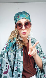 Josephine Wired Head Wrap - Ikat Green