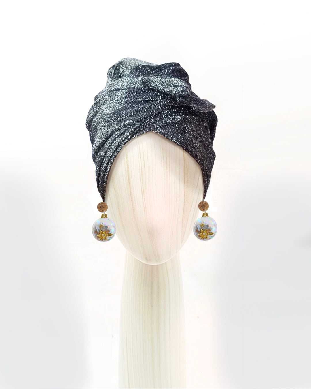 Josephine Wired Head Wrap – Glitter Silver Celine Martine