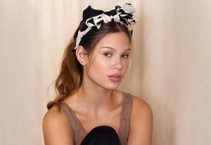 Amantine Scarf Headband - Geo black on neutral