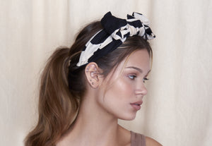 Amantine Scarf Headband - Geo black on neutral