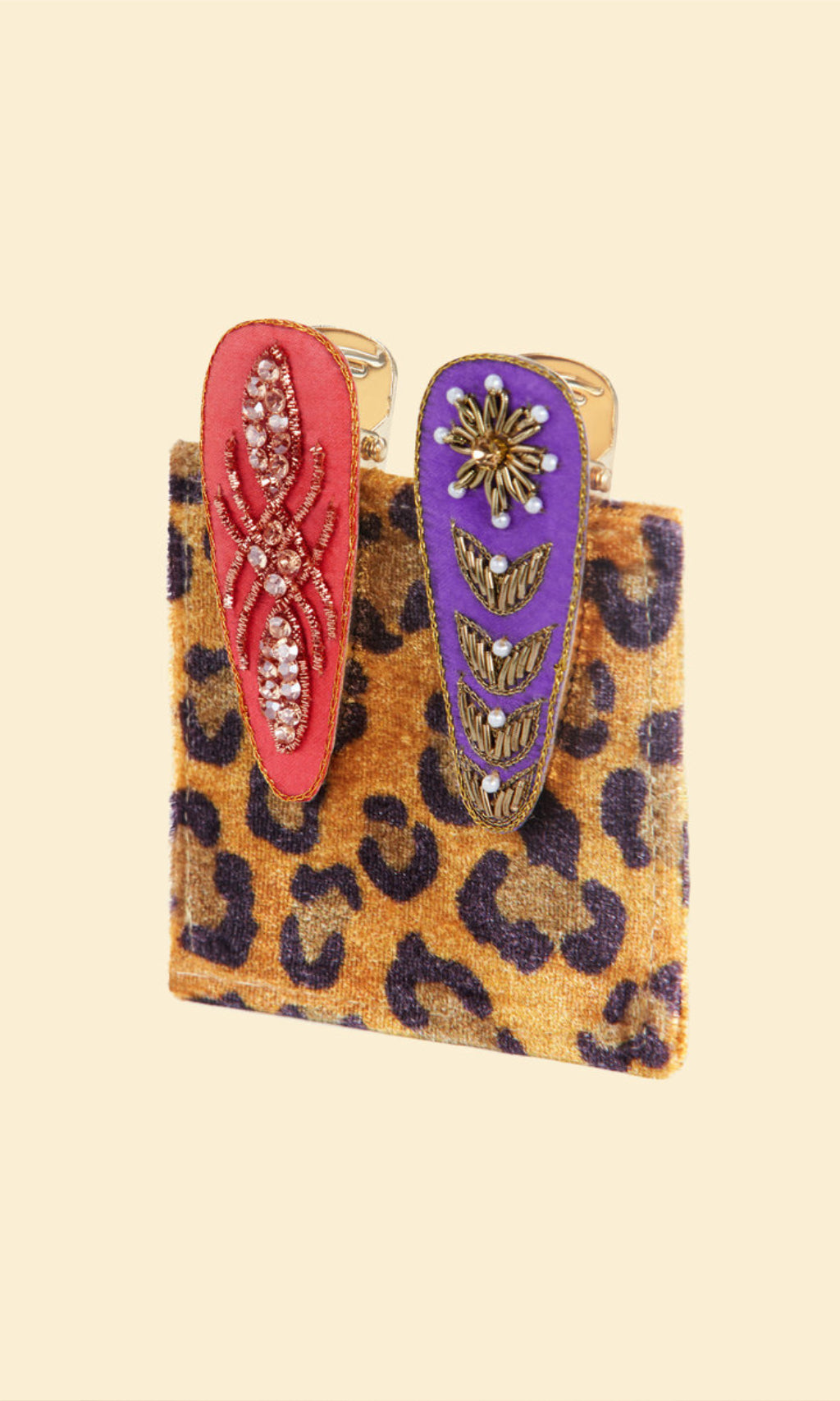 Jewelled Hair Clips (Set of 2) - Flower and Deco Tile