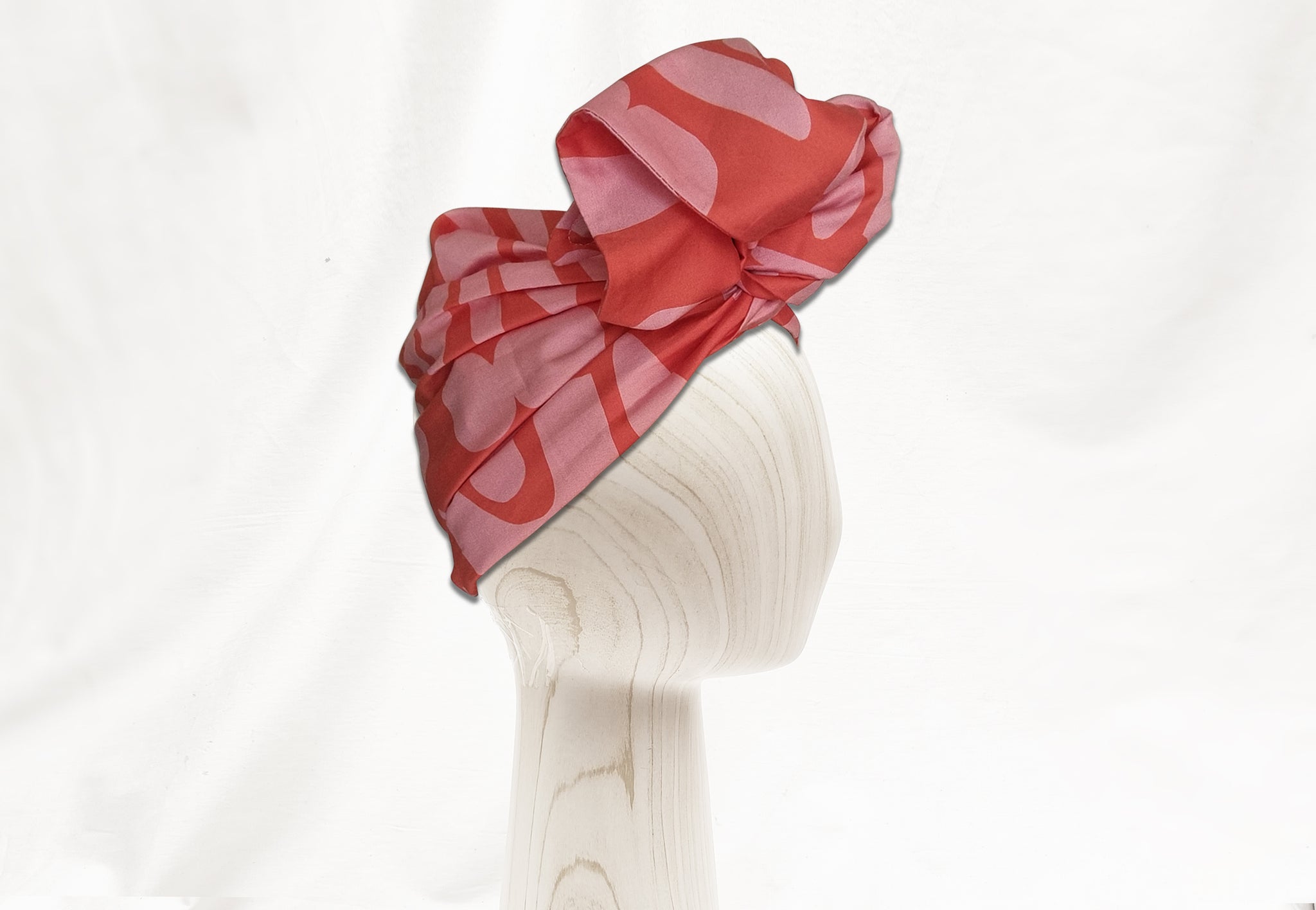 Josephine Wired Head Wrap - Pink on Red
