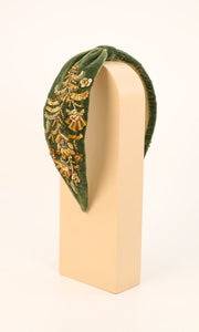 Headband - Embellished Velvet in Fern