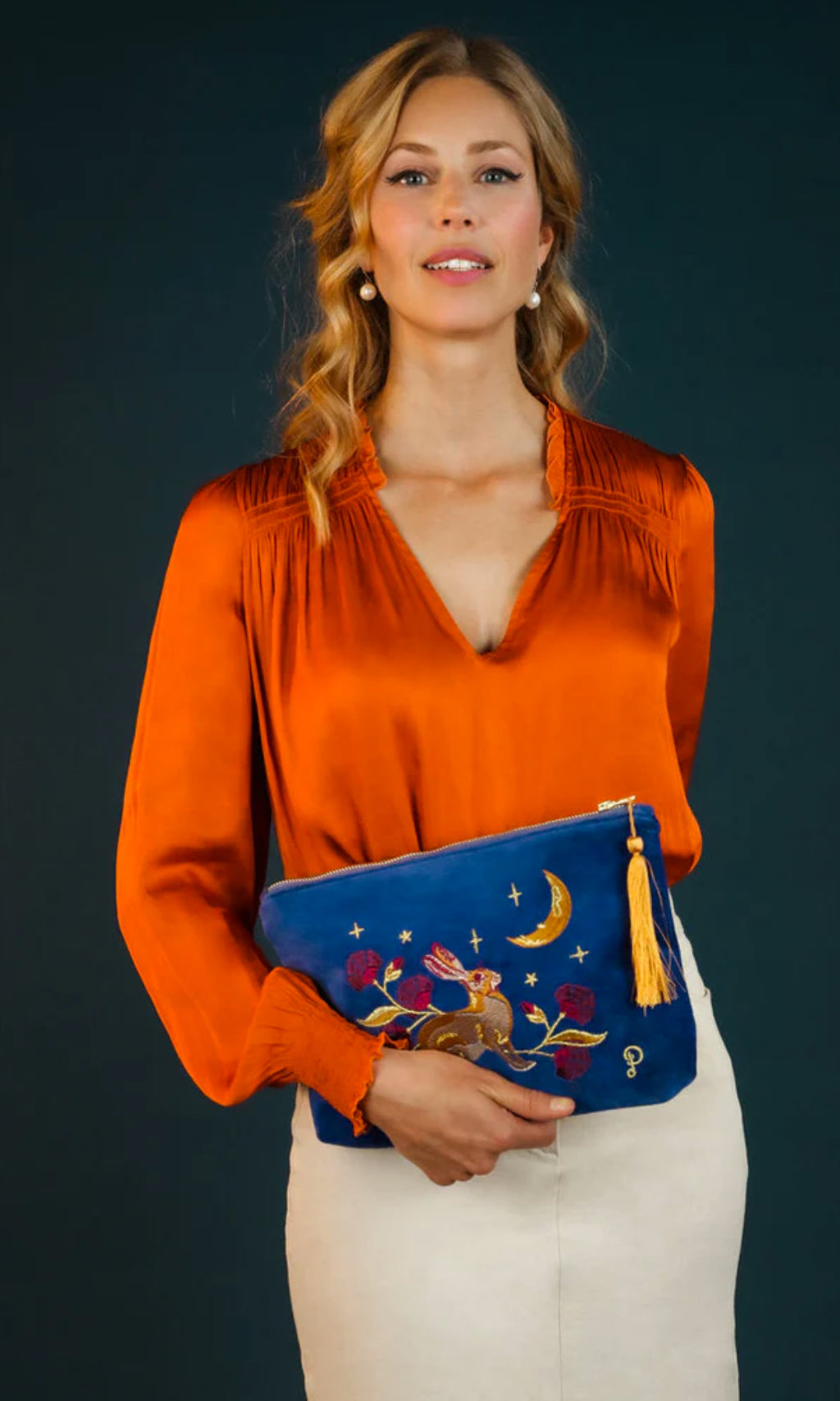 Hare At Midnight Velvet Zip Pouch