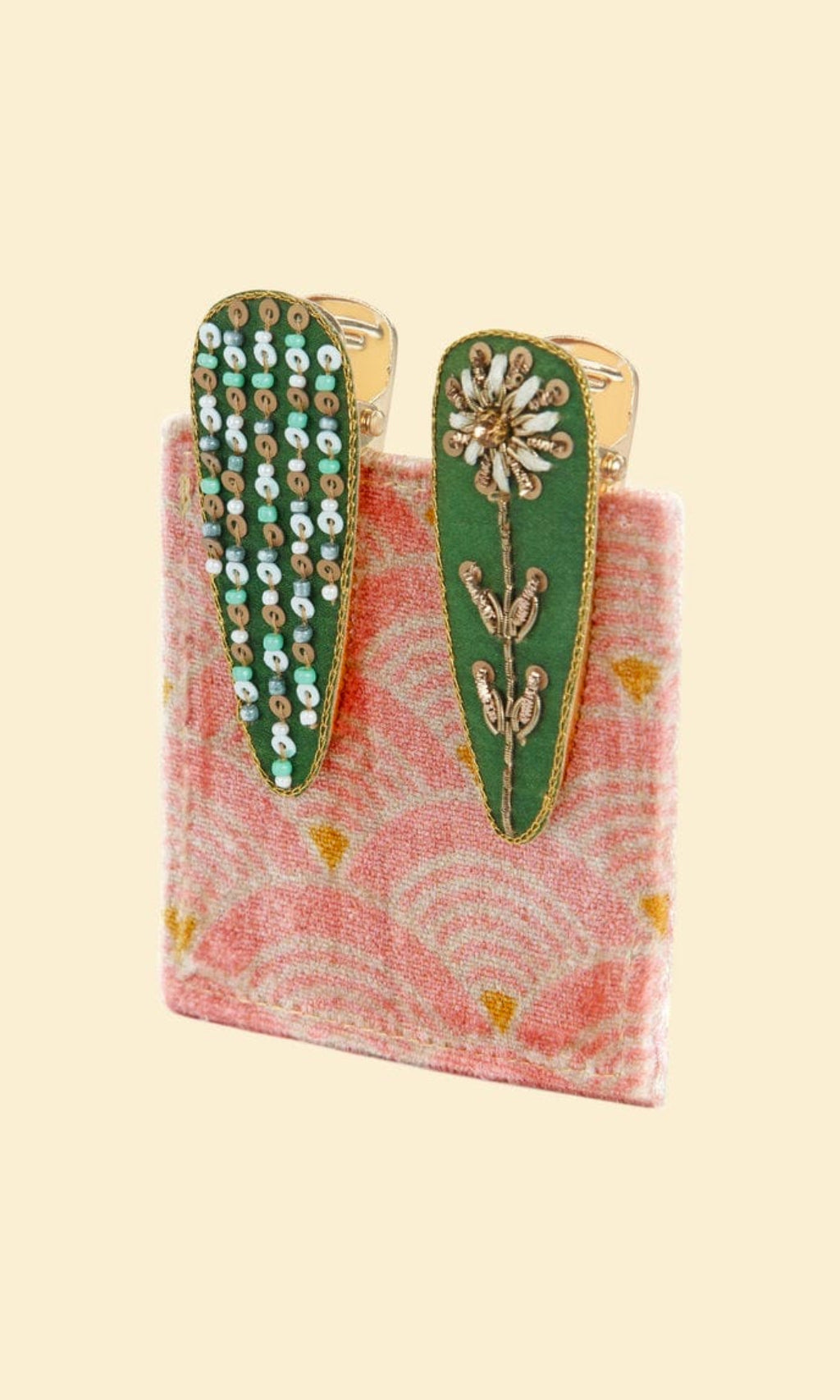 Jewelled Hair Clips (Set of 2) - Sage