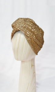 Josephine Wired Head Wrap - Gold Sequins