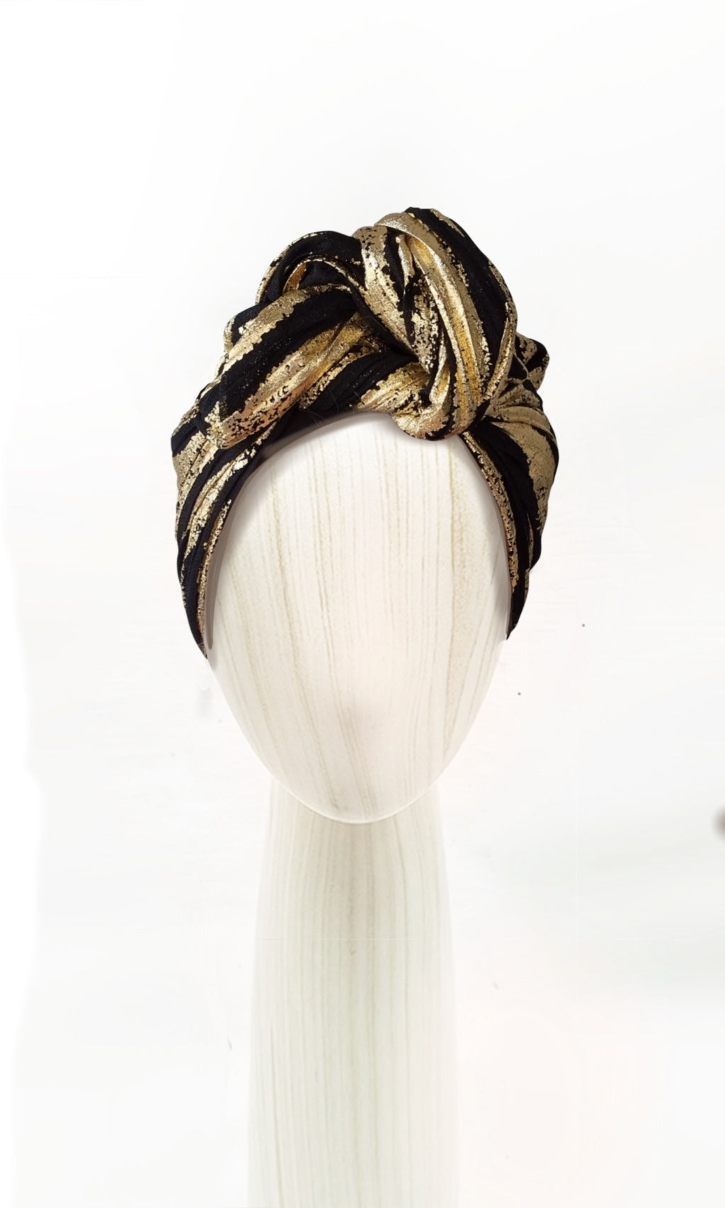 Luxe Josephine Wired Head Wrap -  Black & Gold